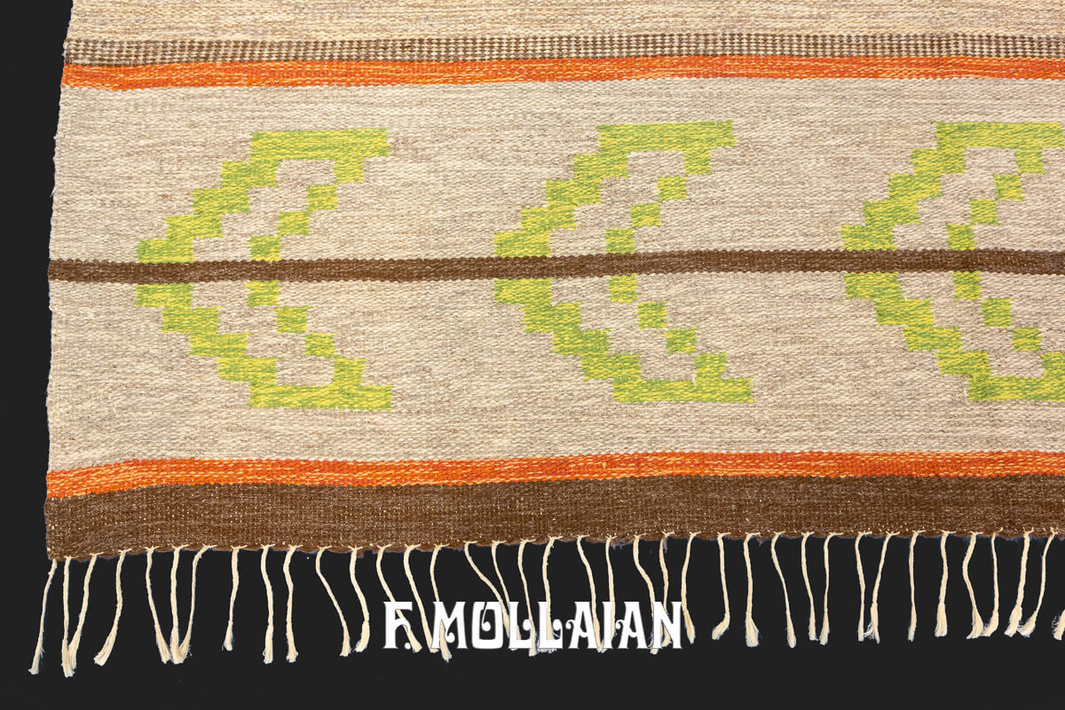 Scandinavian Rollakan Swedish Rug Cream/Brown n°:267412